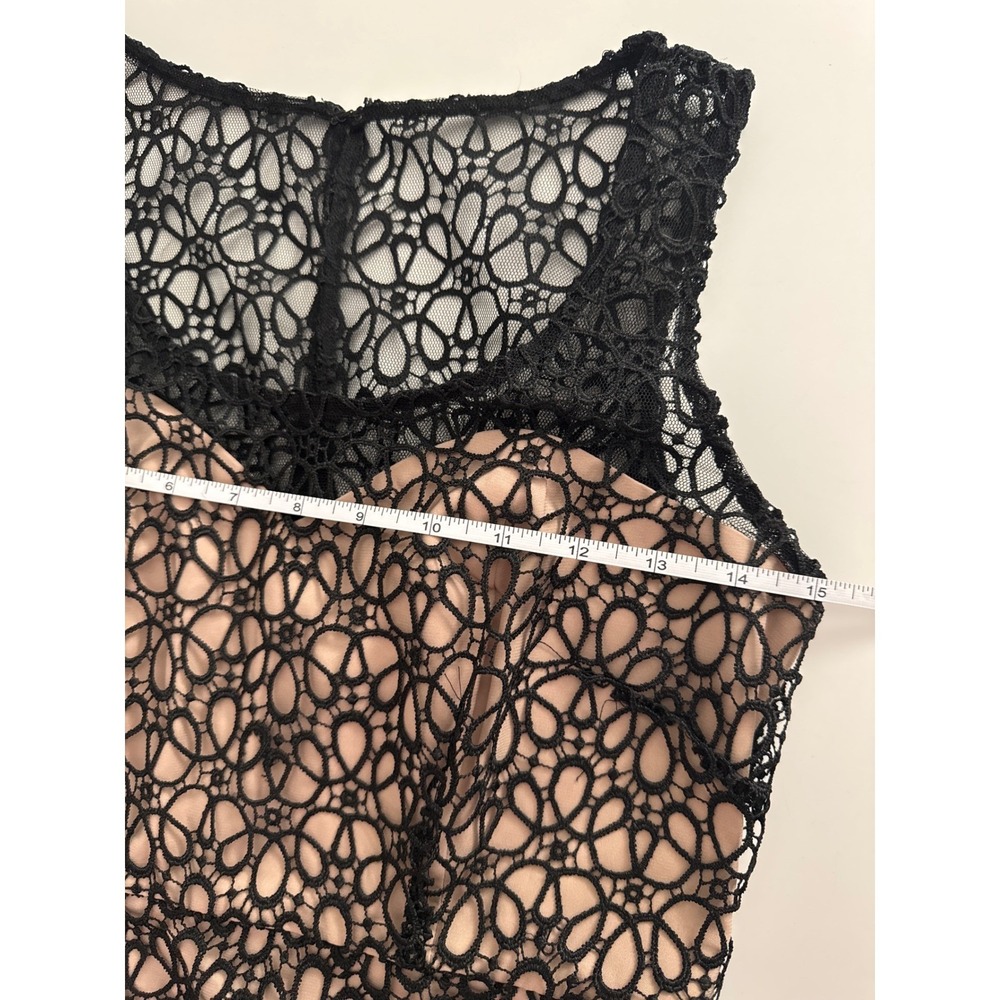 Ann Taylor Petite Black Lace Overlay Sheath Dress Champagne Lining 0P Sleeveless - Picture 7 of 7
